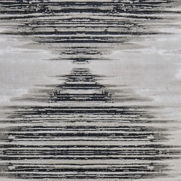 7' X 10' Black and Silver Geometric Power Loom Area Rug