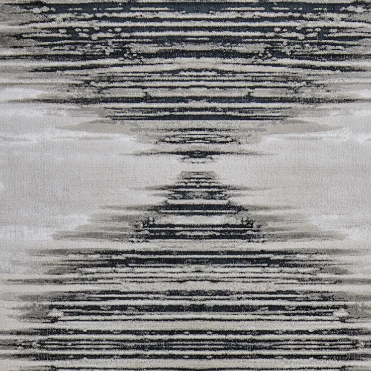 2' X 3' Black and Silver Geometric Power Loom Area Rug