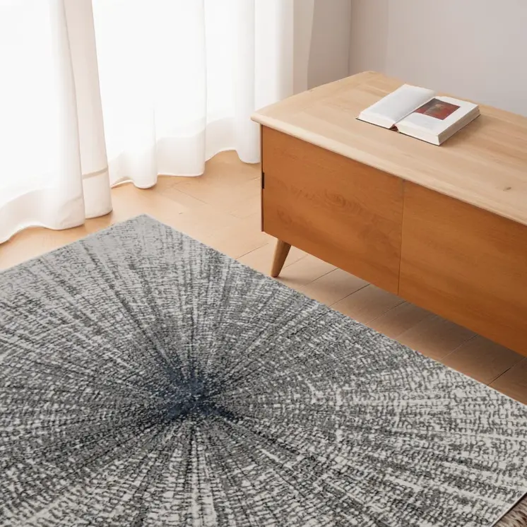 5' X 8' Gray and Ivory Abstract Power Loom Area Rug