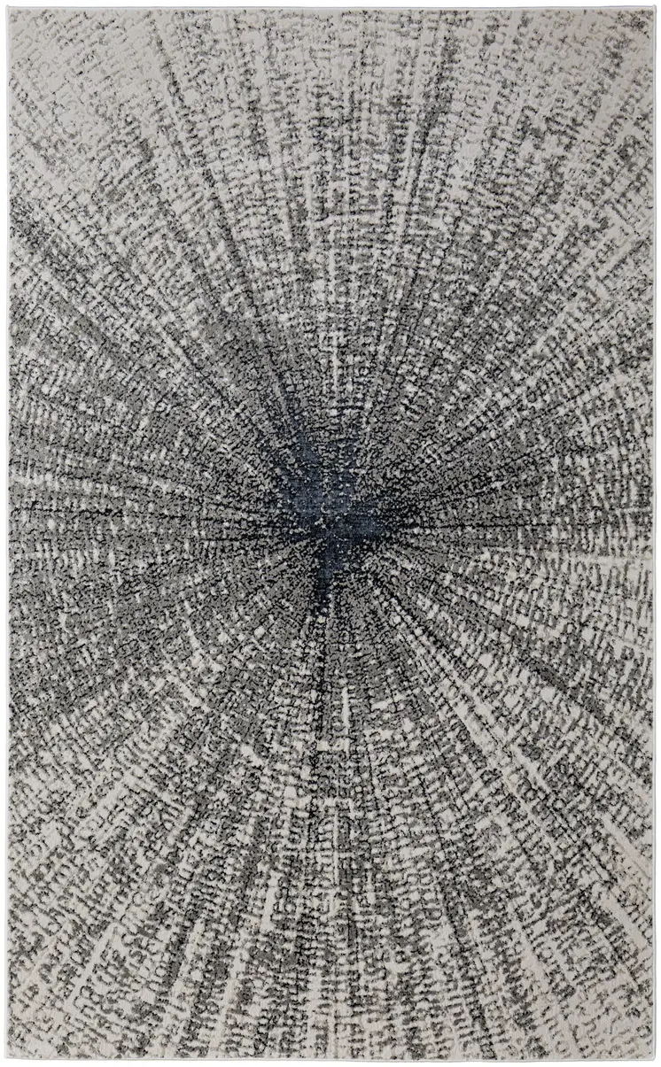 5' X 8' Gray and Ivory Abstract Power Loom Area Rug