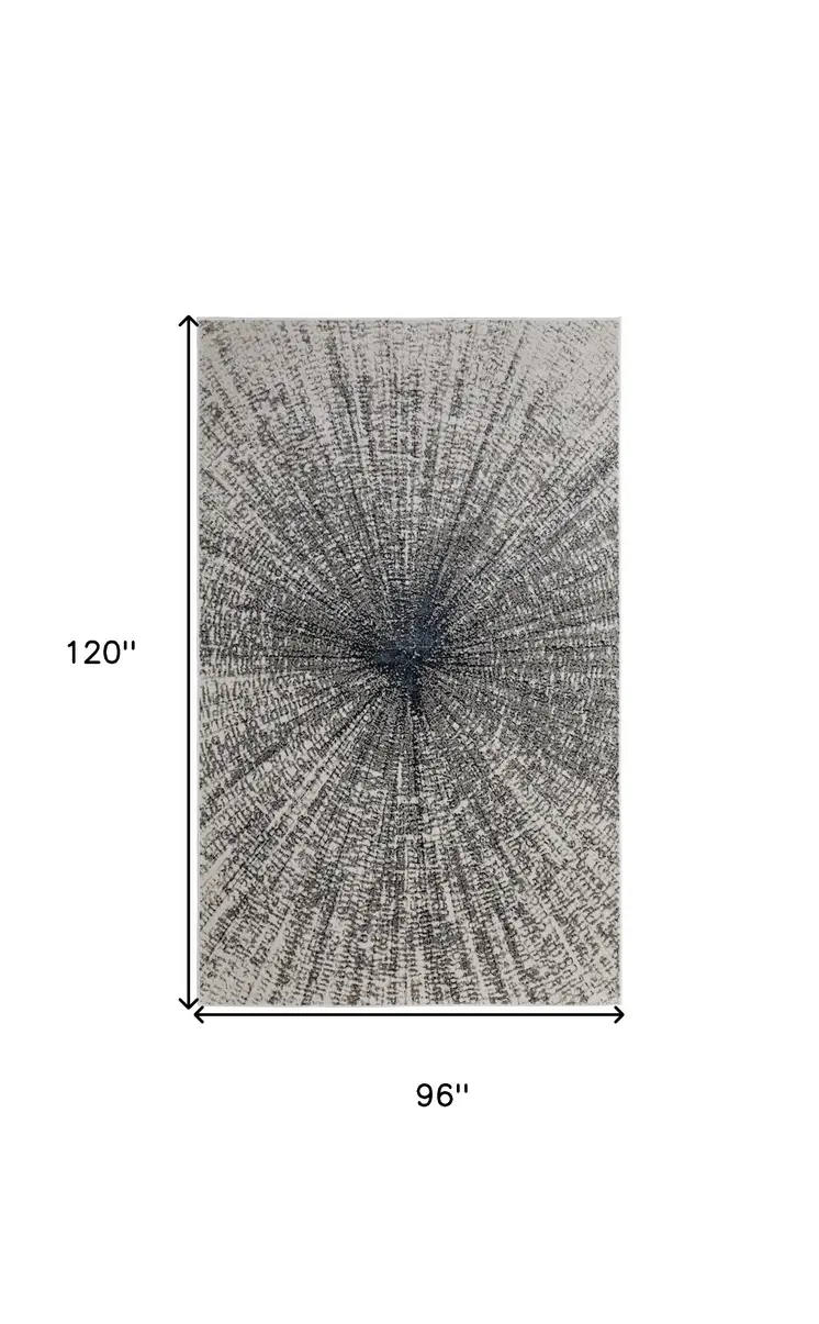 8' X 10' Gray and Ivory Abstract Power Loom Area Rug