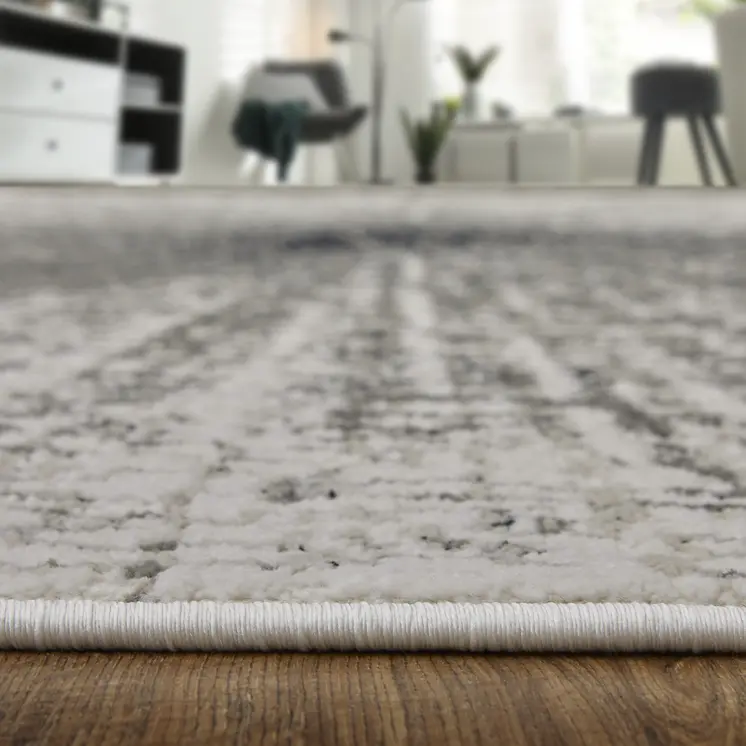 9' X 12' Gray and Ivory Abstract Power Loom Area Rug