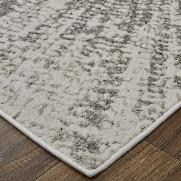 9' X 12' Gray and Ivory Abstract Power Loom Area Rug