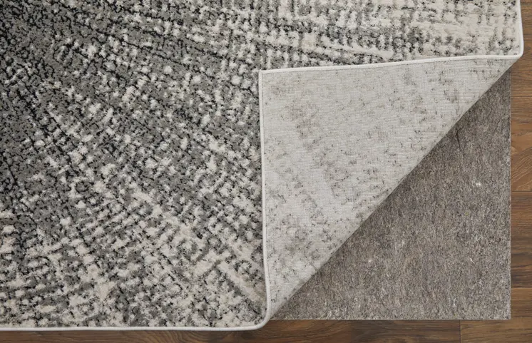 9' X 12' Gray and Ivory Abstract Power Loom Area Rug
