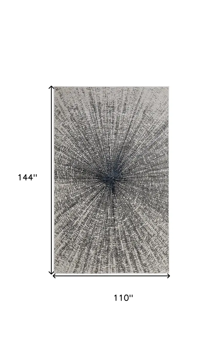 9' X 12' Gray and Ivory Abstract Power Loom Area Rug