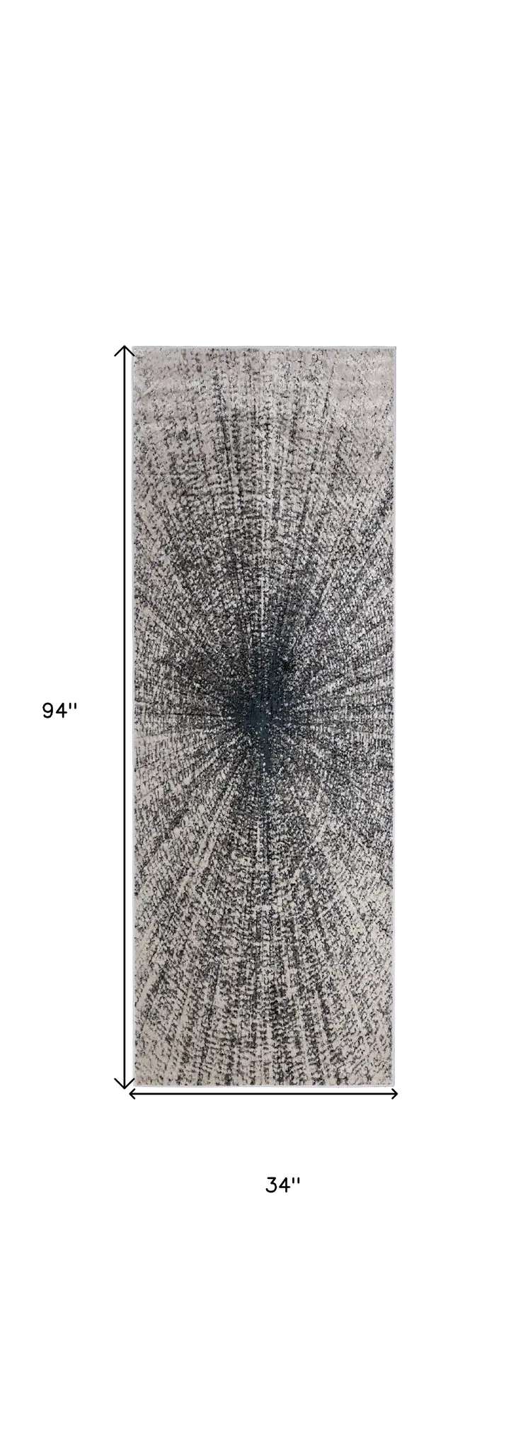 8' Gray and Ivory Abstract Power Loom Runner Rug