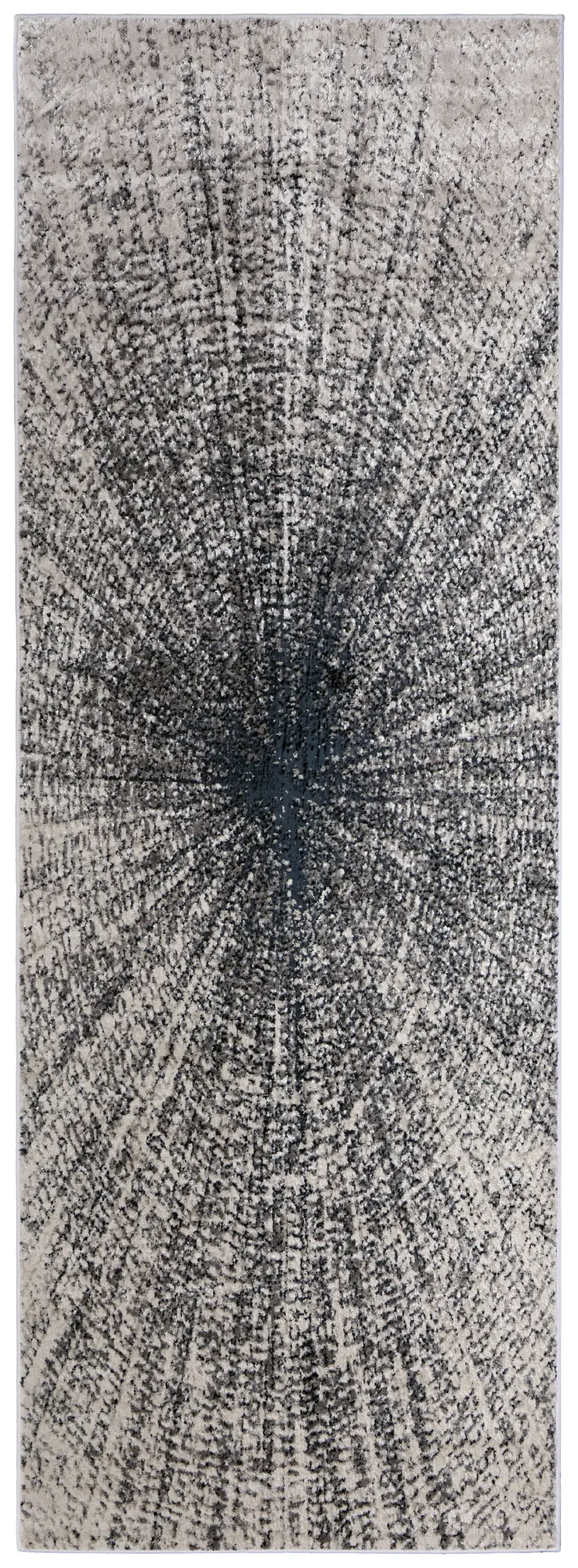 8' Gray and Ivory Abstract Power Loom Runner Rug