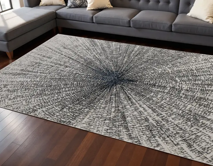 12' X 18' Gray and Ivory Abstract Power Loom Area Rug