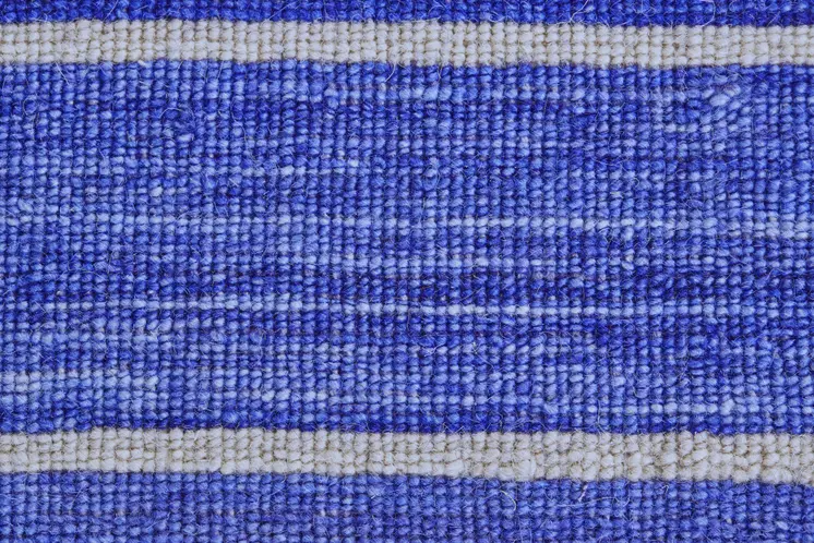8' X 11' Blue Wool Striped Hand Woven Area Rug