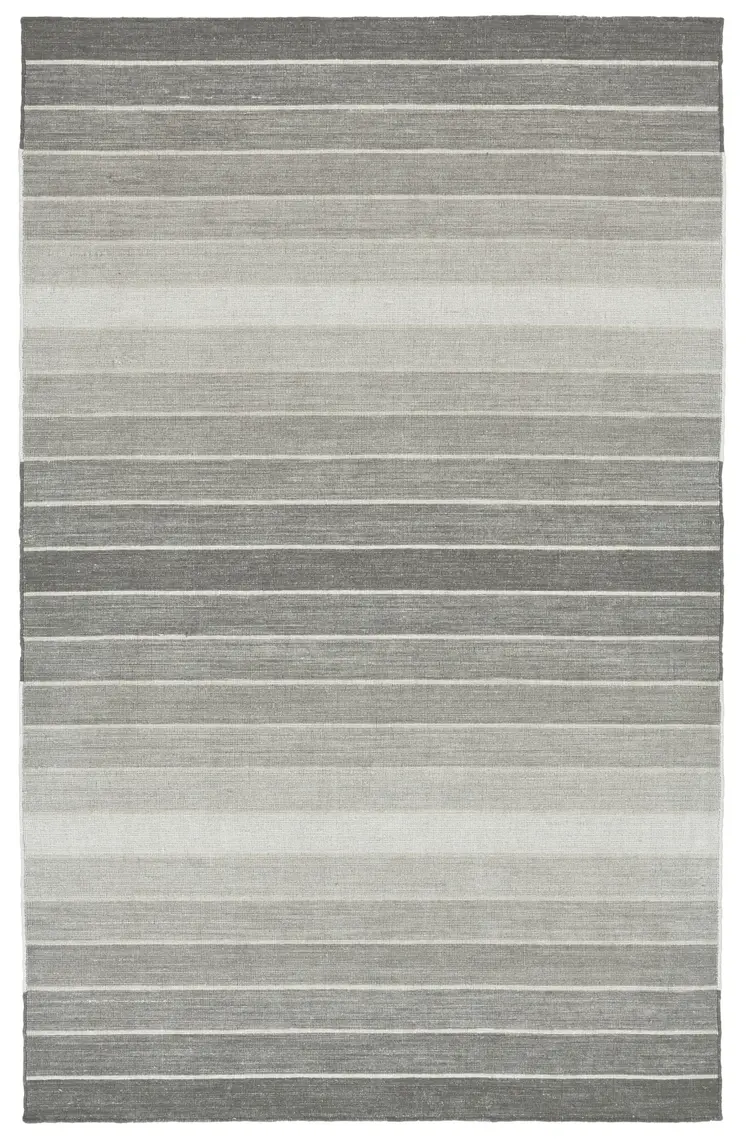 5' X 8' Gray Wool Striped Hand Woven Area Rug