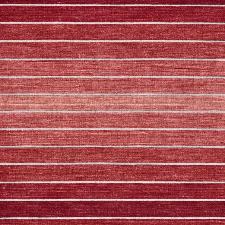 5' X 8' Red Wool Striped Hand Woven Area Rug