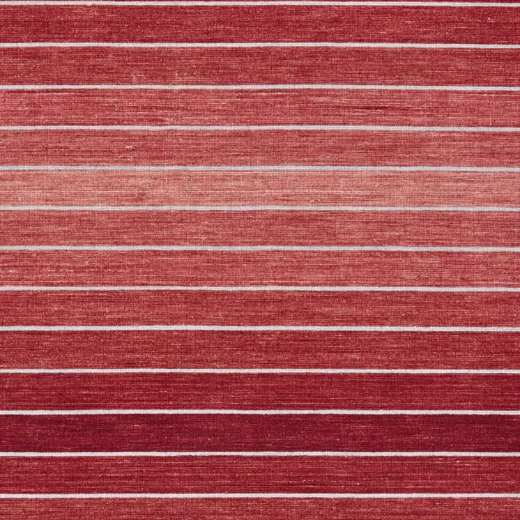 8' X 11' Red Wool Striped Hand Woven Area Rug