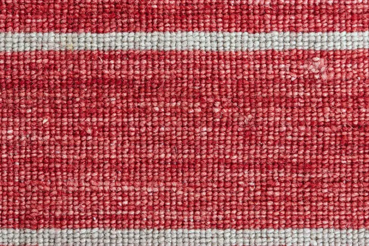 8' X 11' Red Wool Striped Hand Woven Area Rug