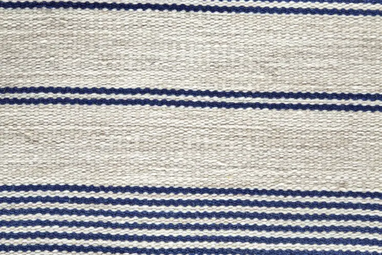 10' X 14' Ivory and Blue Striped Hand Woven Area Rug