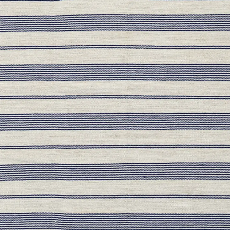10' X 14' Ivory and Blue Striped Hand Woven Area Rug