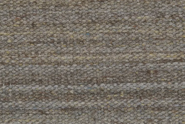 9' X 12' Gray and Green Wool Striped Hand Woven Area Rug With Fringe