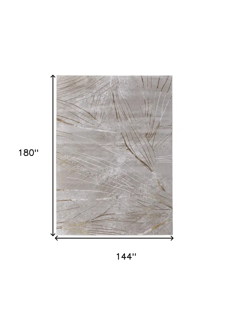 12' X 15' Silver Brown and Taupe Abstract Power Loom Area Rug