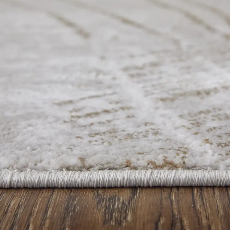 2' X 3' Silver Brown and Taupe Abstract Power Loom Area Rug