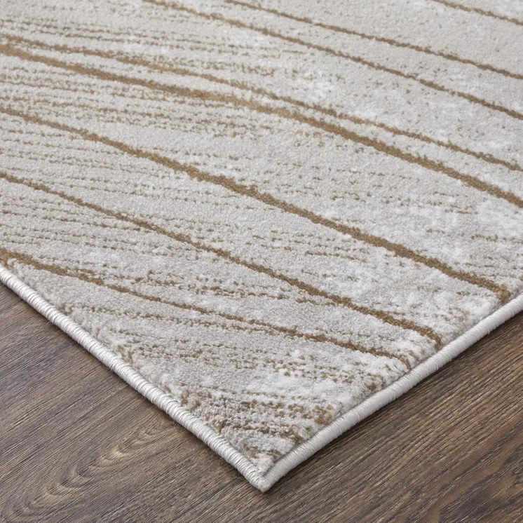 2' X 3' Silver Brown and Taupe Abstract Power Loom Area Rug