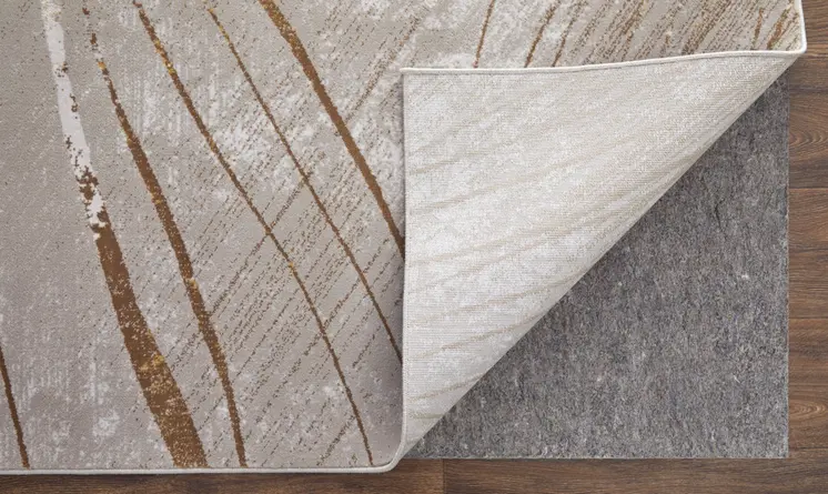 2' X 3' Silver Brown and Taupe Abstract Power Loom Area Rug