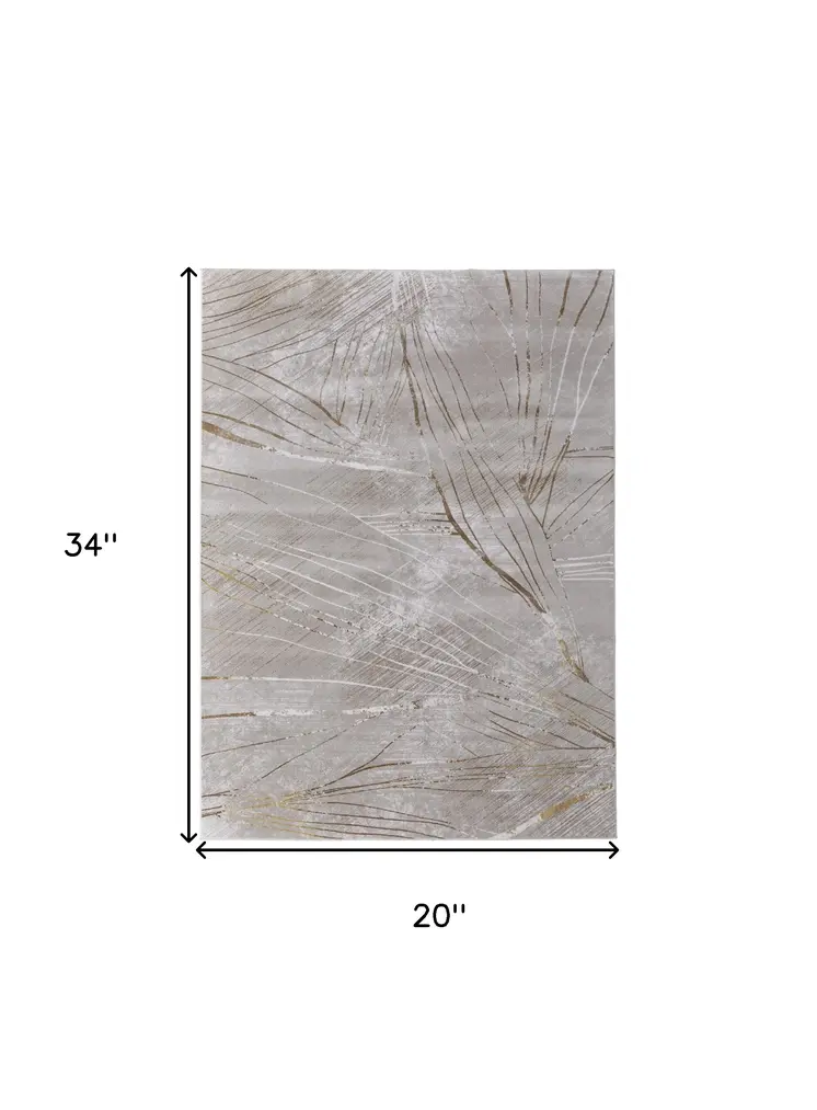 2' X 3' Silver Brown and Taupe Abstract Power Loom Area Rug