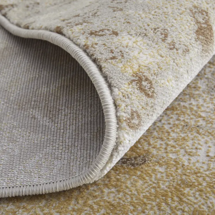 7' X 10' Tan and Ivory Abstract Power Loom Worn Faded Area Rug