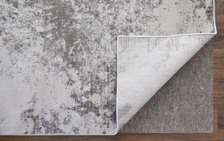 8' X 11' Gray and Silver Abstract Power Loom Worn Faded Area Rug