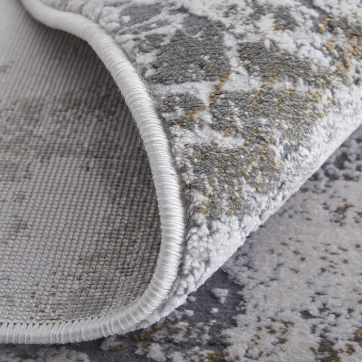8' X 11' Gray and Silver Abstract Power Loom Worn Faded Area Rug