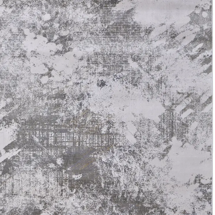 8' X 11' Gray and Silver Abstract Power Loom Worn Faded Area Rug