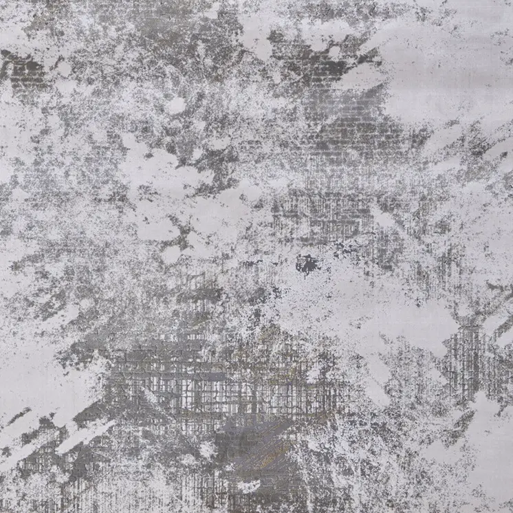 10' X 13' Gray and Silver Abstract Power Loom Worn Faded Area Rug