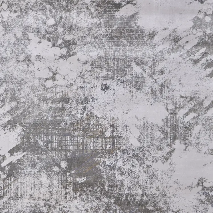 2' X 3' Gray and Silver Abstract Power Loom Worn Faded Area Rug