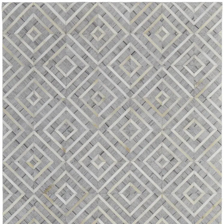 5' X 8' Gray and Ivory Geometric Hand Woven Area Rug