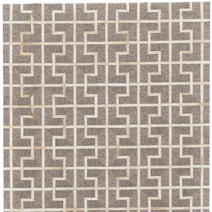 5' X 8' Tan and Ivory Geometric Hand Woven Area Rug