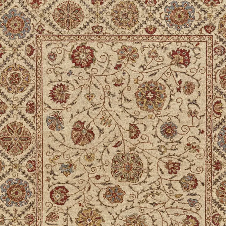 4' X 6' Red Tan and Gold Wool Oriental Hand Knotted Area Rug
