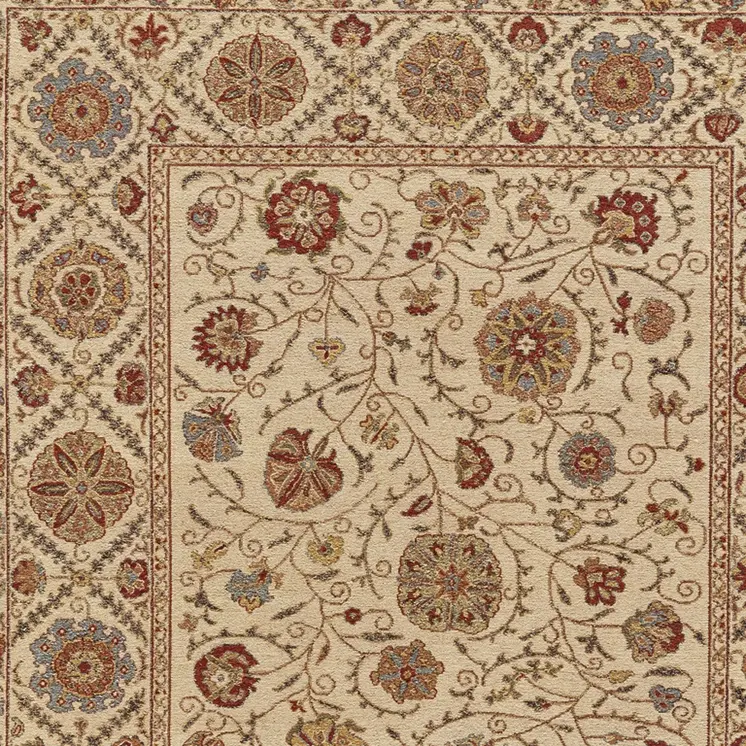 2' X 3' Red Tan and Gold Wool Oriental Hand Knotted Area Rug