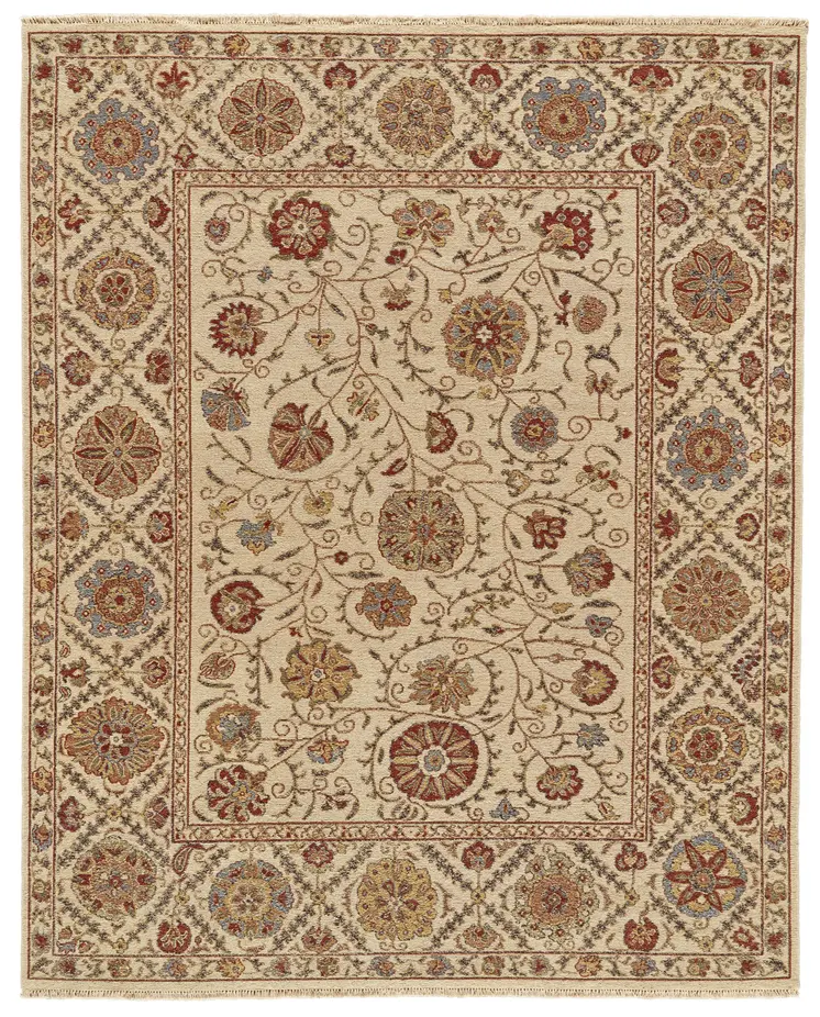2' X 3' Red Tan and Gold Wool Oriental Hand Knotted Area Rug