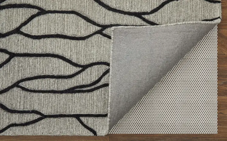 12' X 15' Gray and Black Wool Abstract Hand Tufted Area Rug