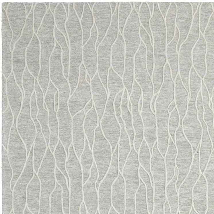 12' X 15' Gray and Ivory Wool Abstract Hand Tufted Area Rug
