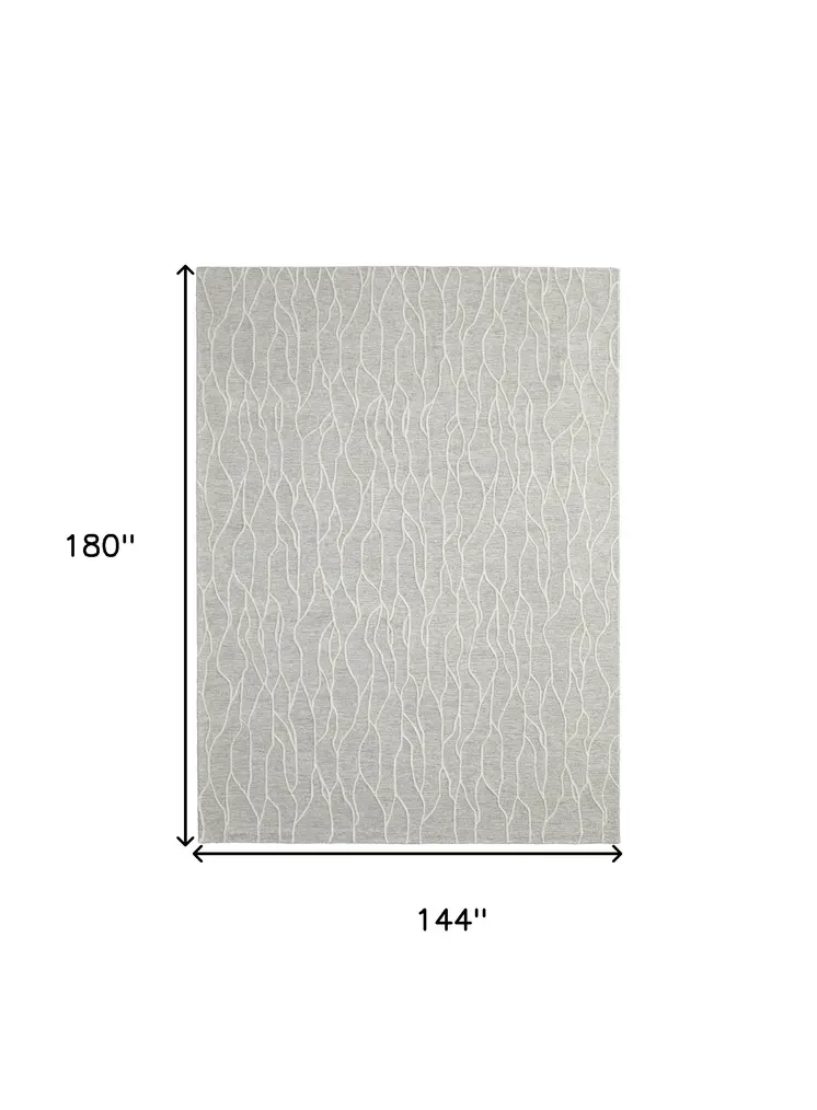 12' X 15' Gray and Ivory Wool Abstract Hand Tufted Area Rug