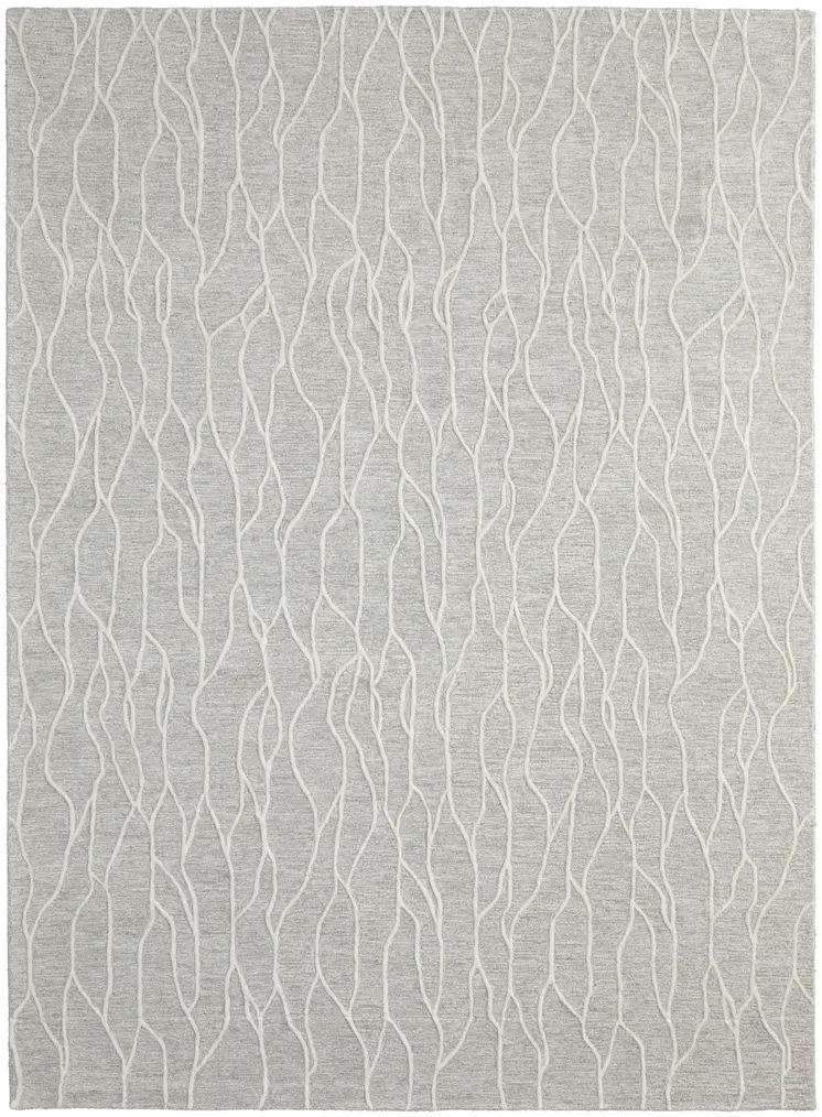 12' X 15' Gray and Ivory Wool Abstract Hand Tufted Area Rug