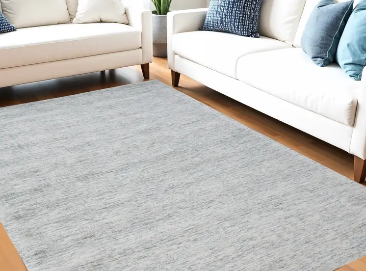 5' X 8' Blue Abstract Hand Woven Area Rug