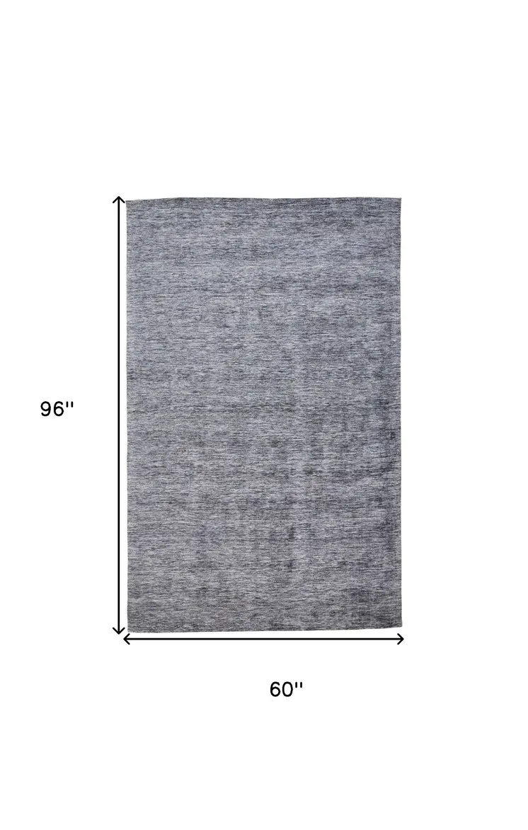 5' X 8' Gray Abstract Hand Woven Area Rug