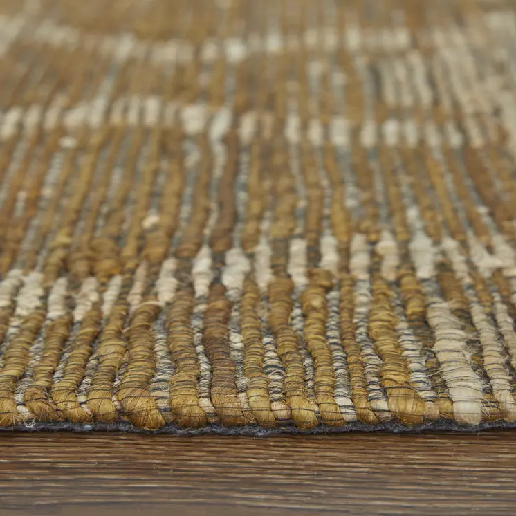 5' X 8' Tan and Ivory Geometric Hand Woven Area Rug