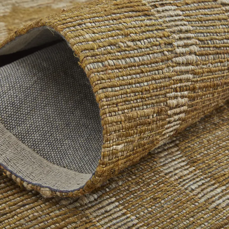 5' X 8' Tan and Ivory Geometric Hand Woven Area Rug