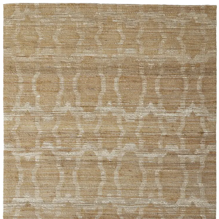 5' X 8' Tan and Ivory Geometric Hand Woven Area Rug