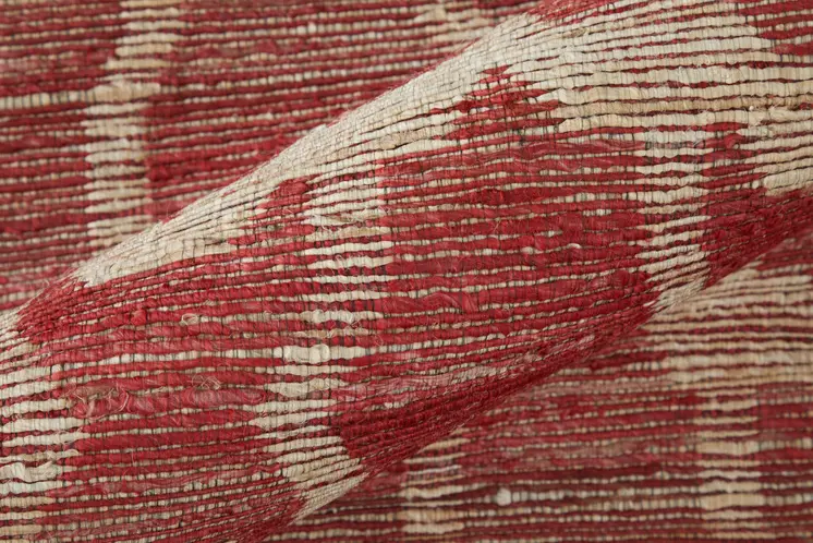 5' X 8' Red and Tan Geometric Hand Woven Area Rug
