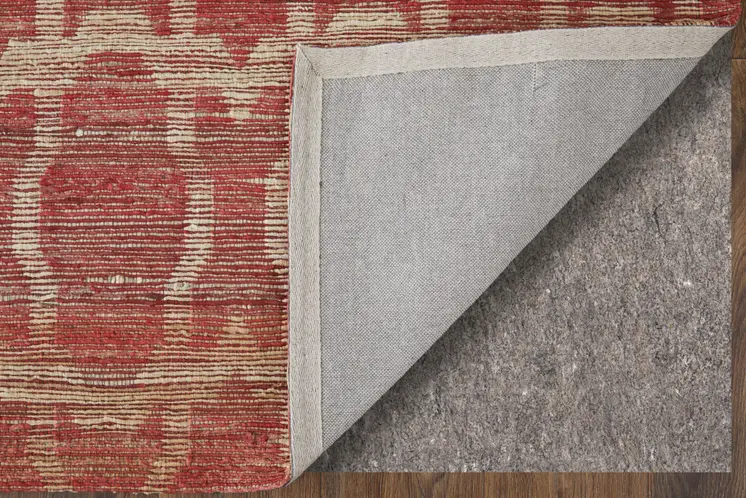 5' X 8' Red and Tan Geometric Hand Woven Area Rug