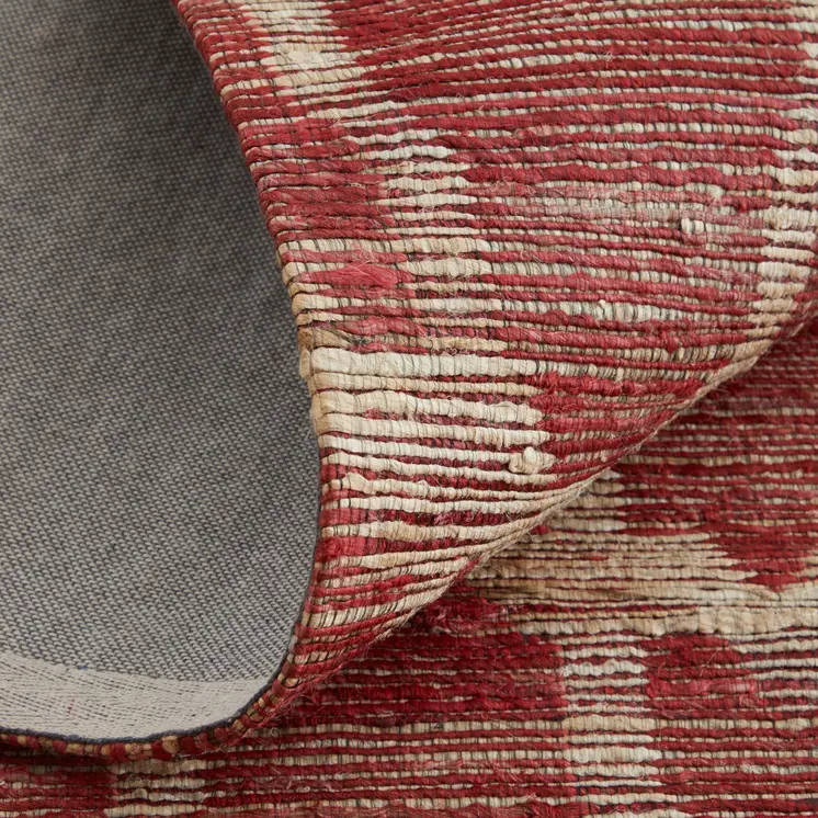 5' X 8' Red and Tan Geometric Hand Woven Area Rug