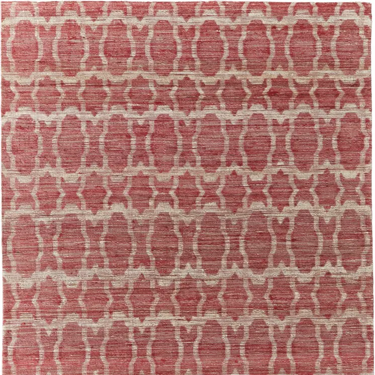 8' X 11' Red and Tan Geometric Hand Woven Area Rug