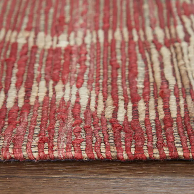 9' X 13' Red and Tan Geometric Hand Woven Area Rug